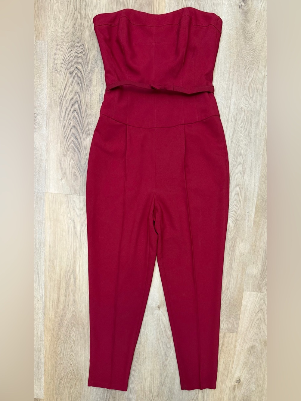 White House Black Market Strapless Burgundy Jumpsuit